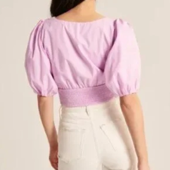 Abercrombie & Fitch Tie Front Puff Sleeves Cropped Top , sz : medium - Picture 9 of 11